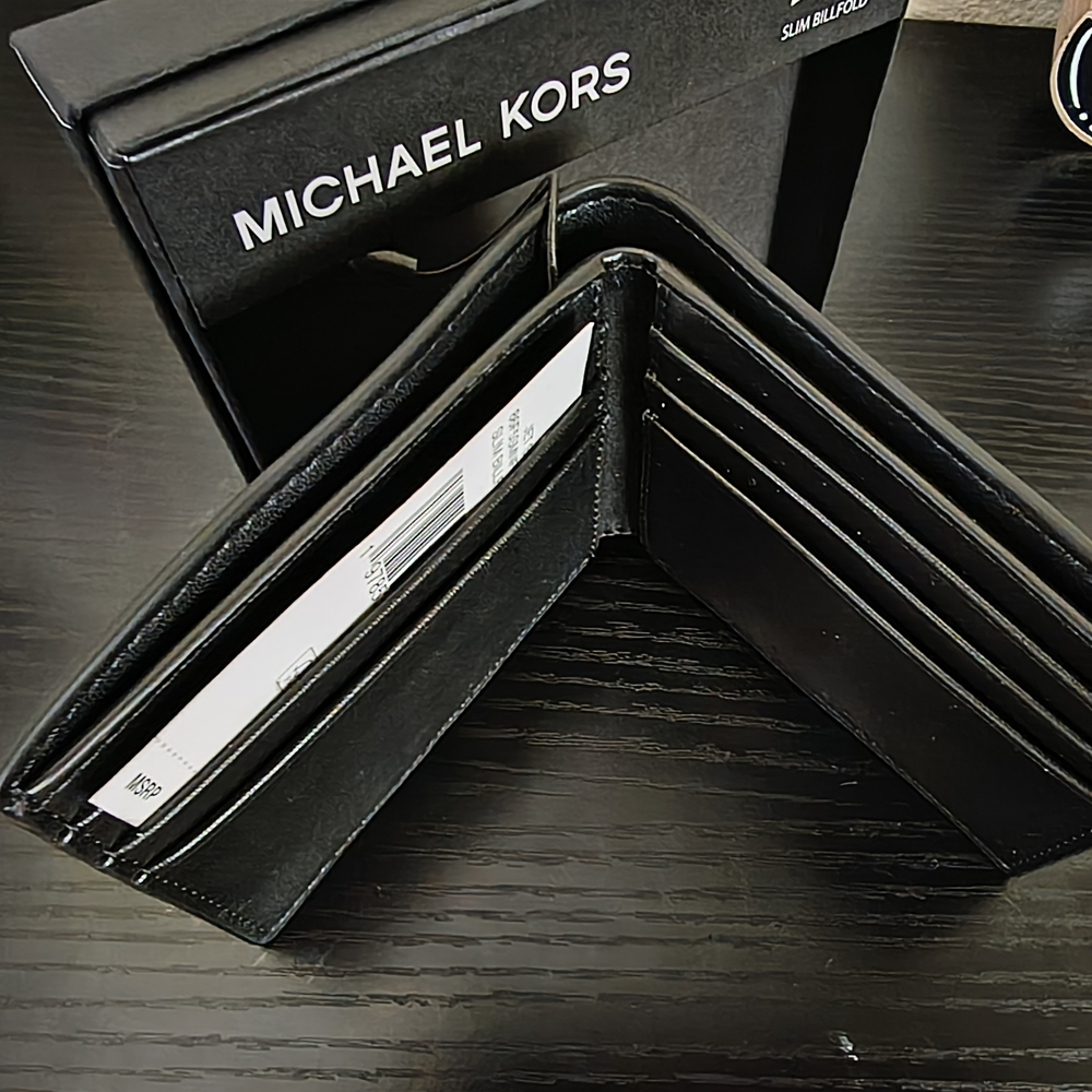 Michael Kors Black Slim Billfold with MK Accent - Picture 6 of 6